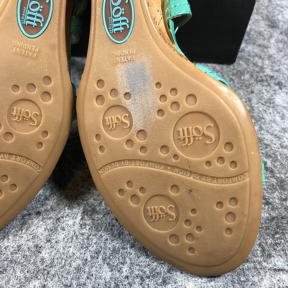 Sofft Sandals Womens Size 7 M Green Patent Leather Wedge Slingback Comfort Shoes - Picture 14 of 16